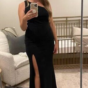 BHLDN One-Shoulder Stretch Crepe Maxi Gown — Size 8